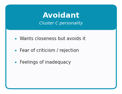 Avoidant personality concept card