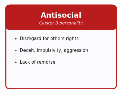 Antisocial personality concept card