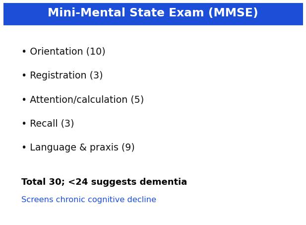 Mini-mental state examination domains