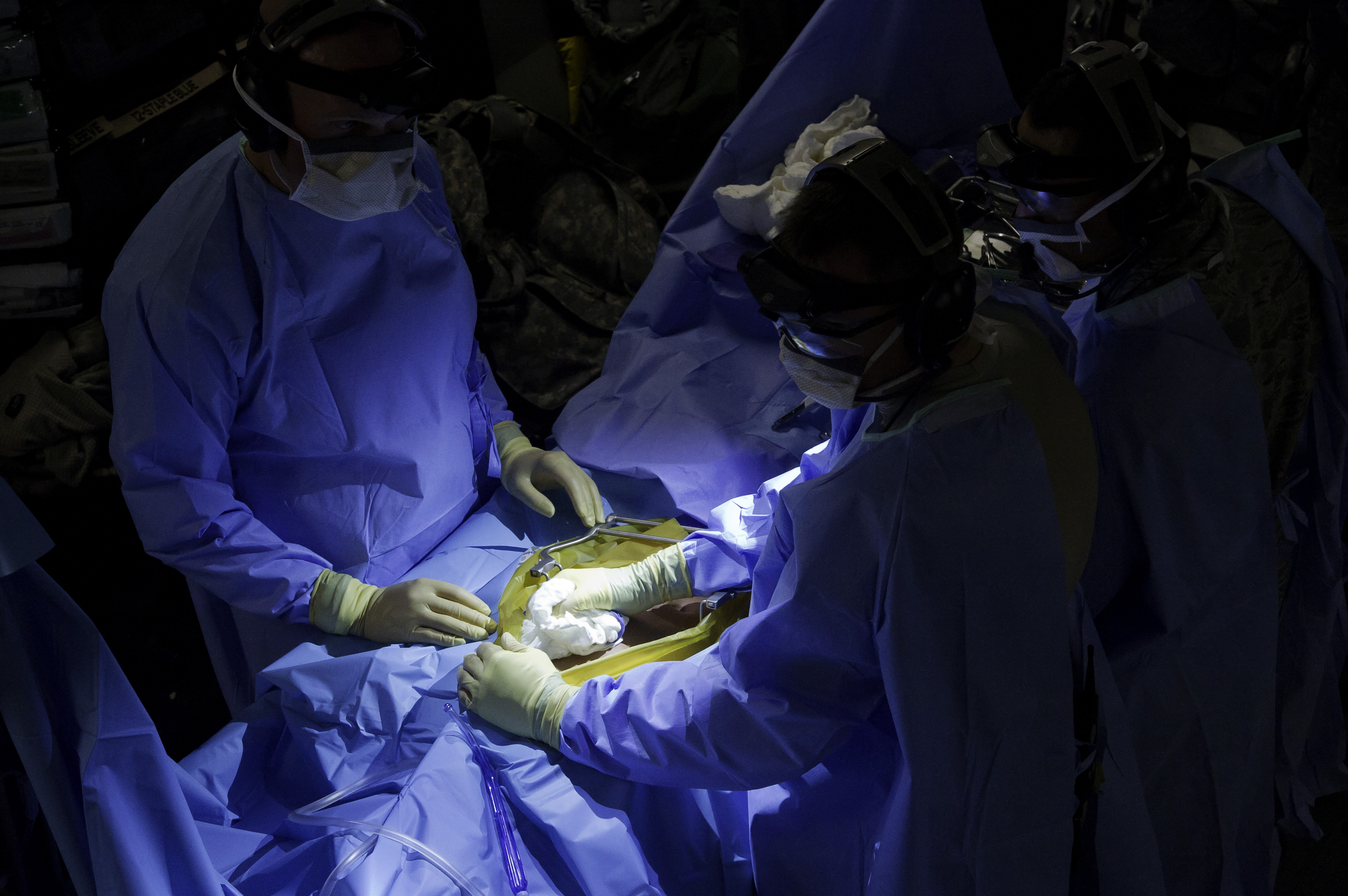 Emergency surgery being performed