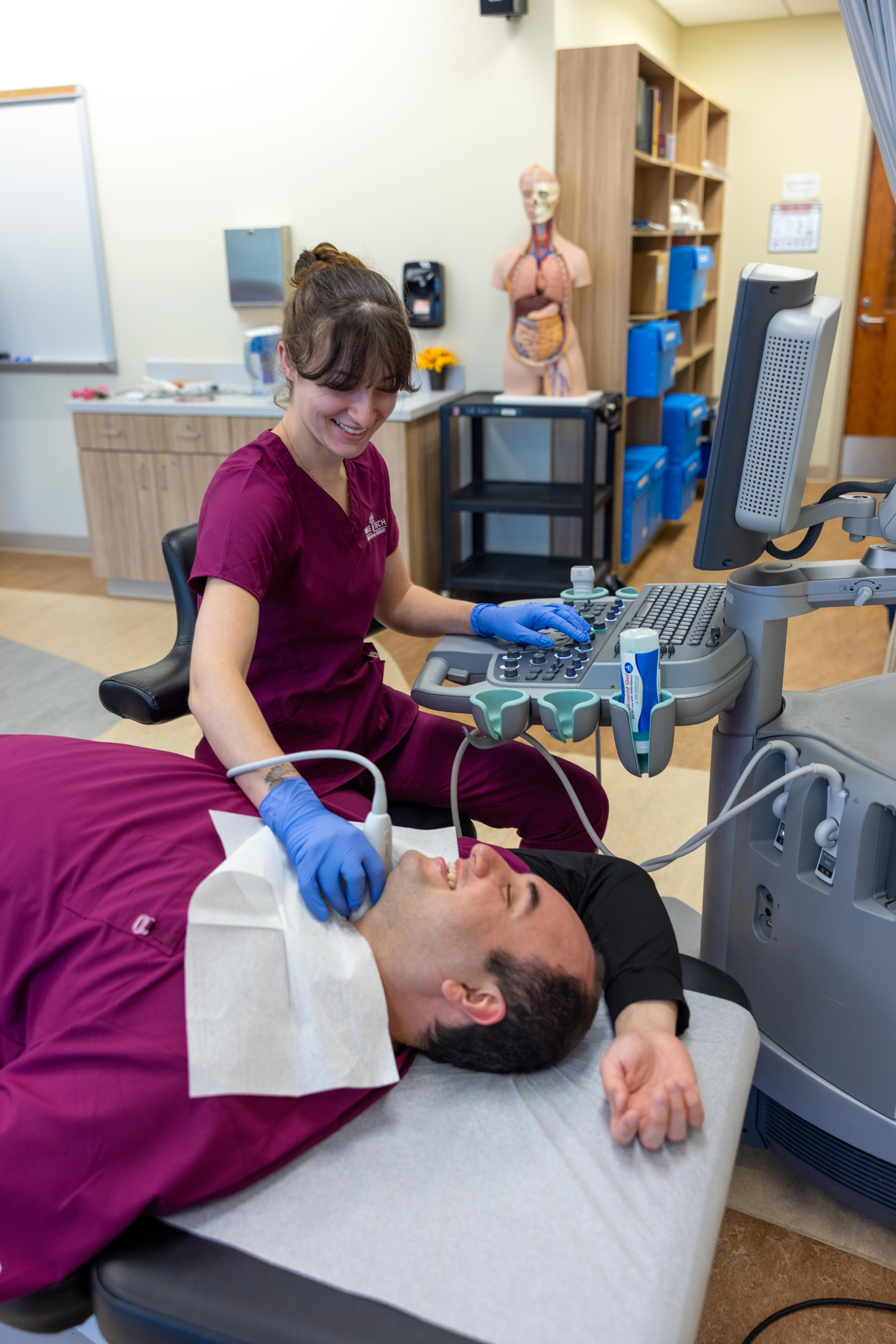 ultrasound machine in use