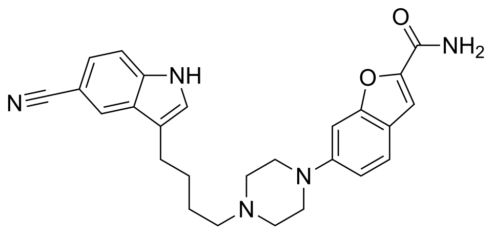 Skeletal chemical structure of vilazodone
